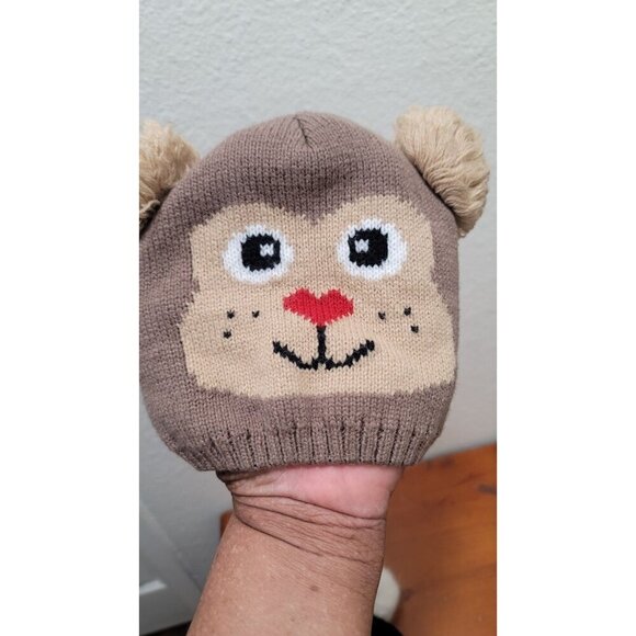 Disney & H&M Toddler Knit Beanies Set With Pom-Pom & Animal Face Design Size 18 - Picture 8 of 9